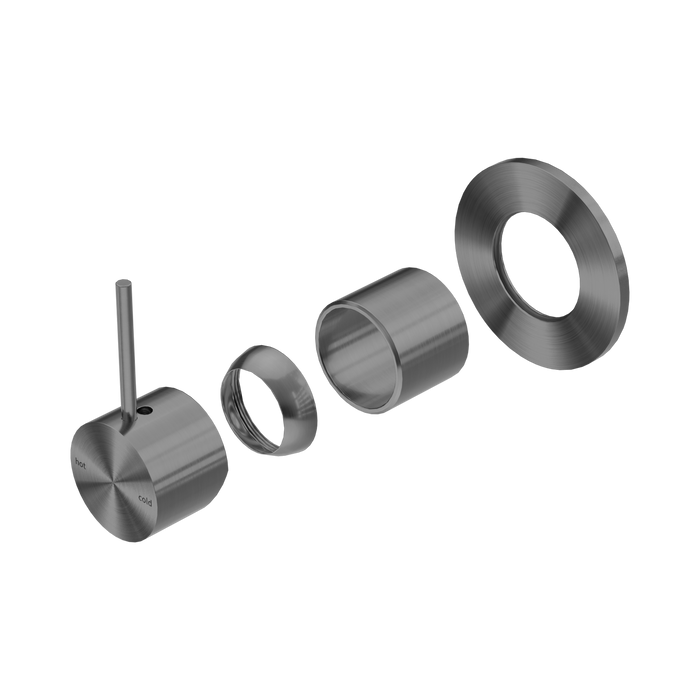 Nero Mecca Shower Mixer Handle Up 80mm Plate Trim Kits Only - Gun Metal