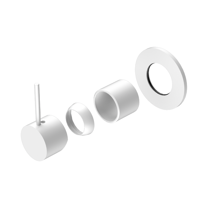 Nero Mecca Shower Mixer Handle Up 80mm Plate Trim Kits Only - Matte White