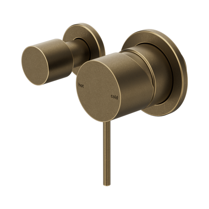 Nero Mecca Shower Mixer With Horizontal 2 Way Diverter - Tumbled Antique Brass