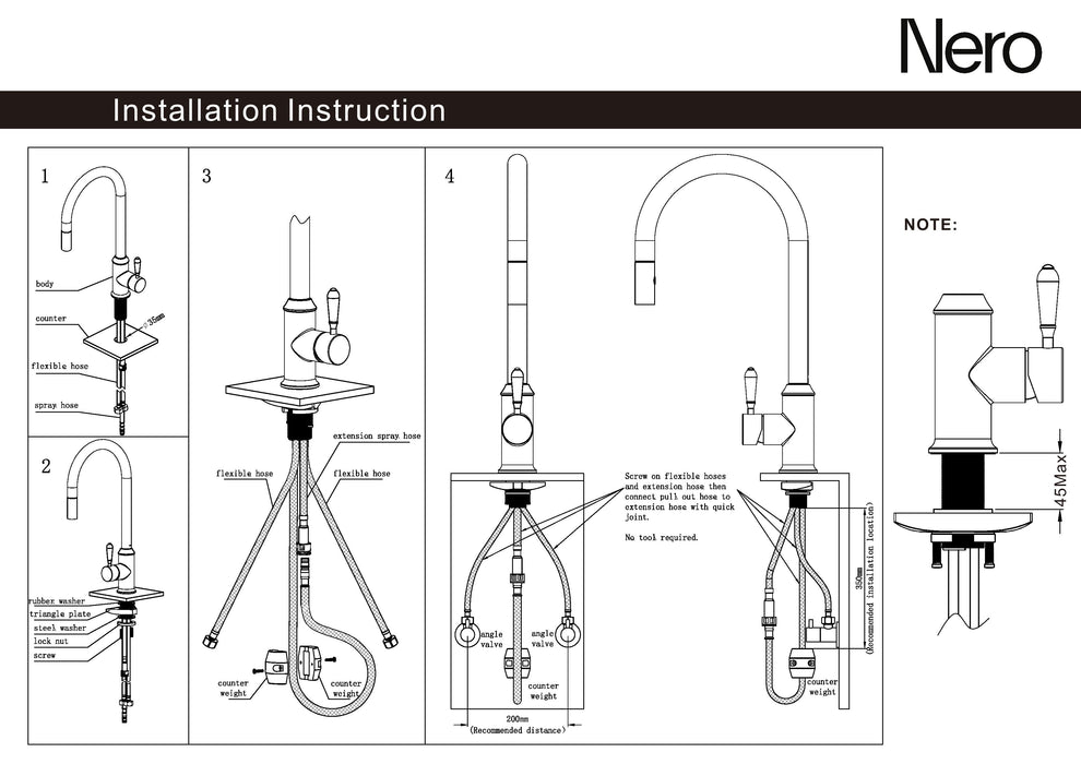 Nero Pearl Pull Out Sink Mixer With Vegie Spray Function