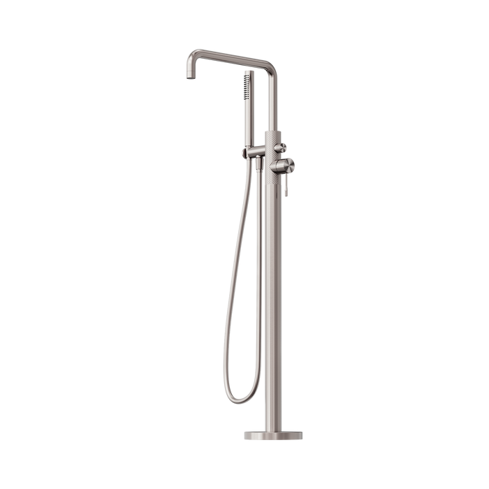 Nero Opal Freestanding Bath Mixer With Hand Shower - Brushed Nickel