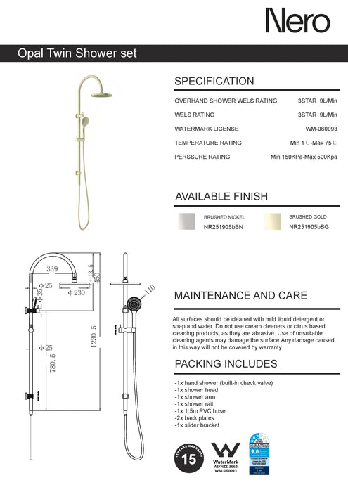 Nero Opal Twin Shower With Air Shower