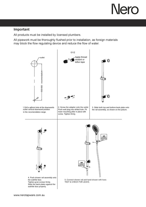 Nero Opal Shower Rail