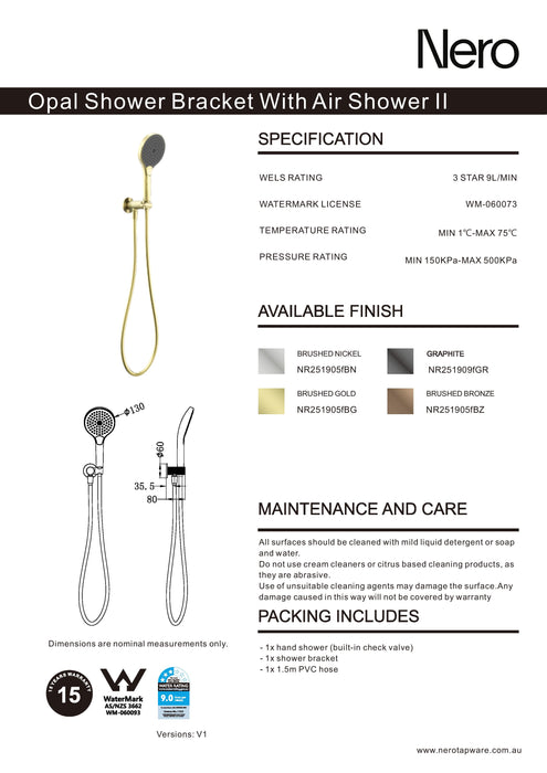 Nero Opal Shower On Bracket With Air Shower II