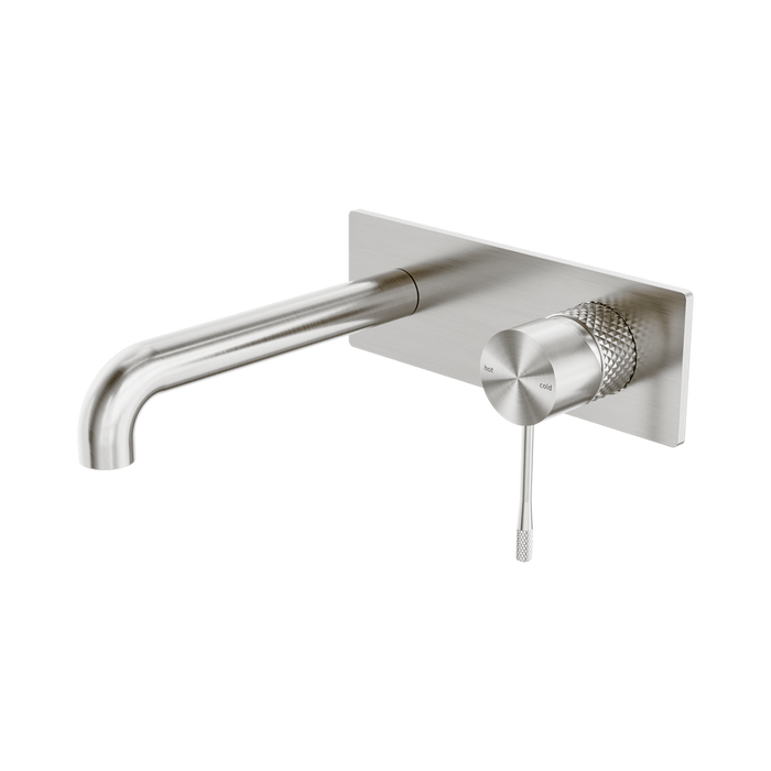 Nero Opal Wall Basin/Bath Mixer 185mm - Brushed Nickel