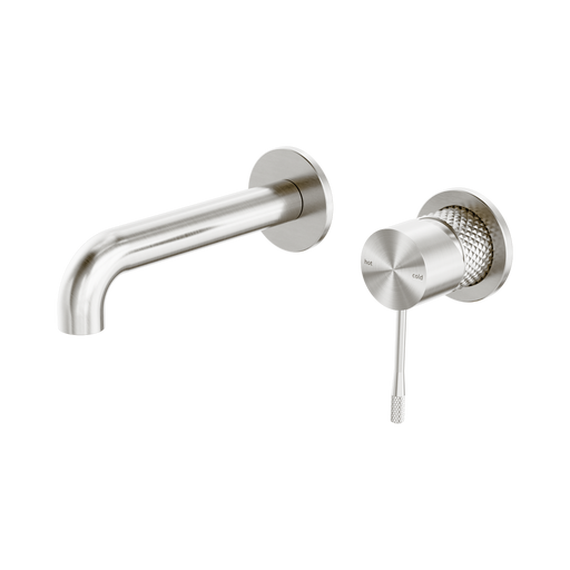 Nero Opal Wall Basin/Bath Mixer Separate Back Plate 160mm - Brushed Nickel