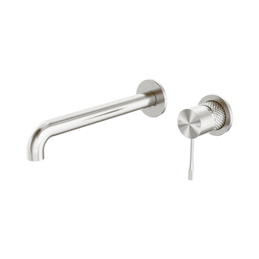 Nero Opal Wall Basin/Bath Mixer Separate Back Plate 230mm - Brushed Nickel