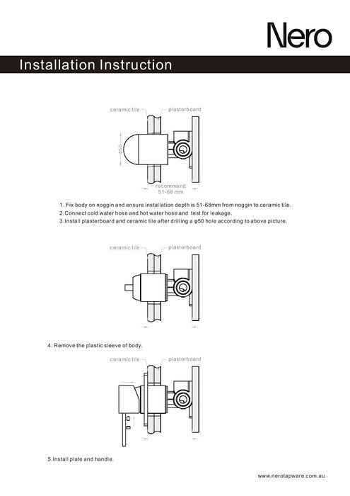 Nero Opal Shower Mixer 60mm Plate