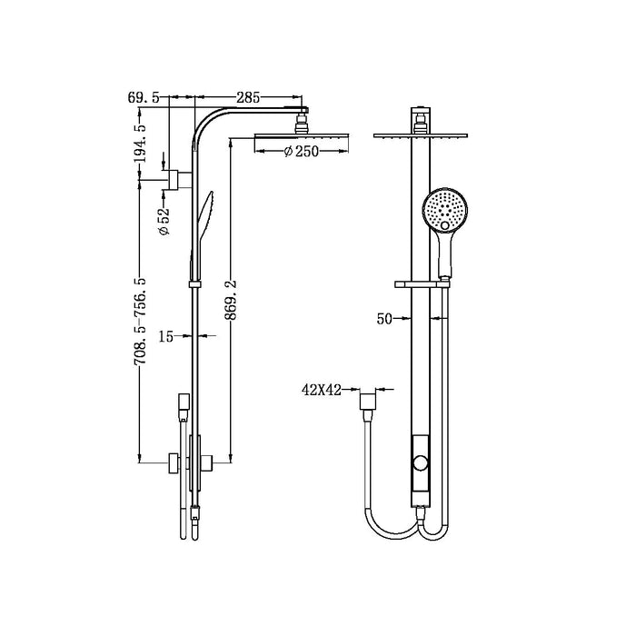 Nero Astra Rain Round Twin ShowerDouble Hose