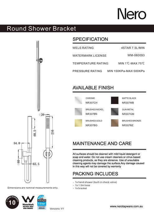 Nero Slim Shower On Bracket