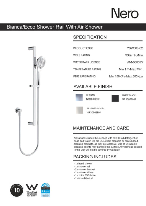 Nero Ecco Shower Rail With Air Shower