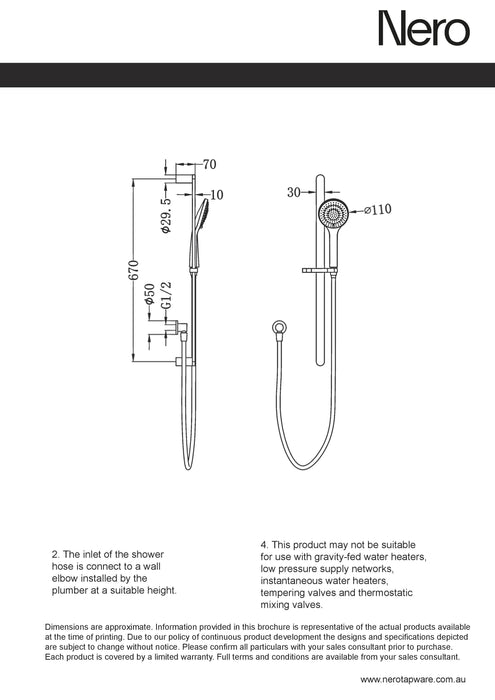 Nero Ecco Shower Rail With Air Shower