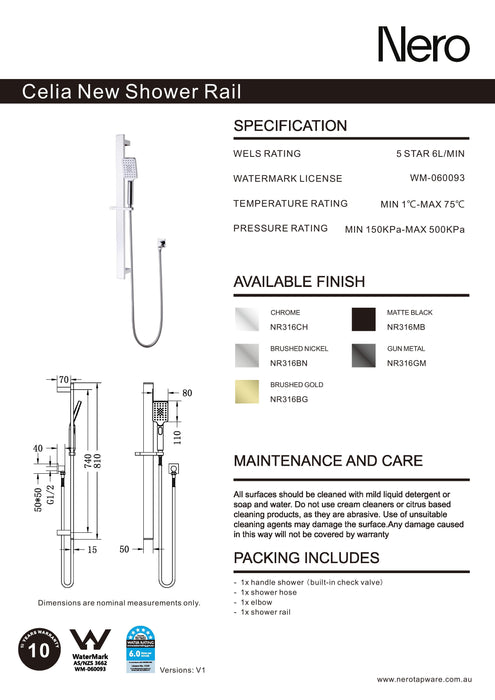 Nero Celia New Shower Rail