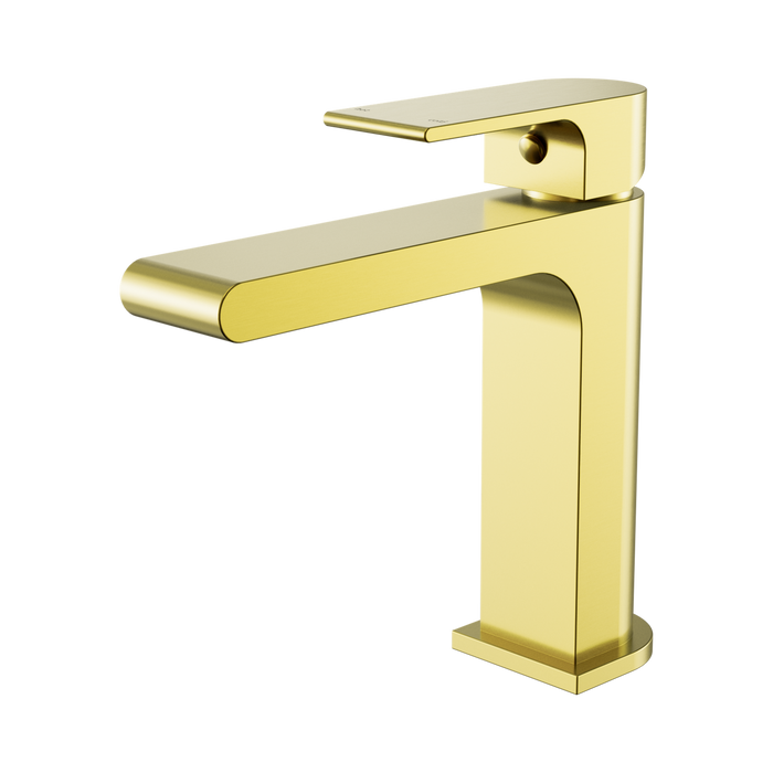 Nero Bianca Basin Mixer Straight Spout - Brushed Gold