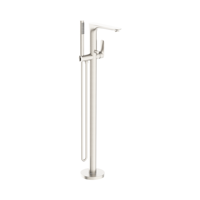 Nero Bianca Freestanding Bath Mixer With Hand Shower - Brushed Nickel