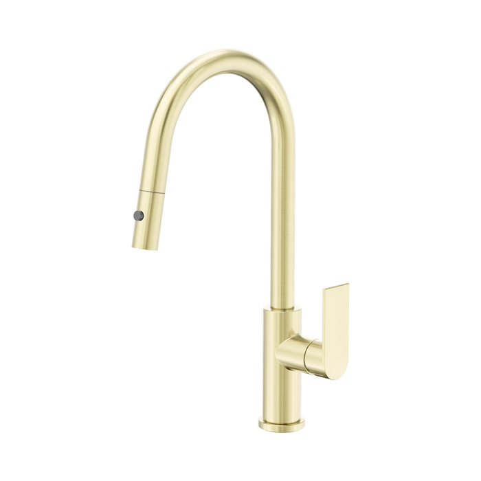Nero Bianca Pull Out Sink Mixer With Vegie Spray Function - Brushed Gold