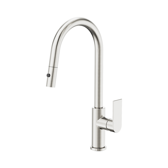 Nero Bianca Pull Out Sink Mixer With Vegie Spray Function - Brushed Nickel