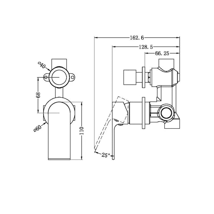 Nero Bianca Shower Mixer With Divertor Separate Back Plate