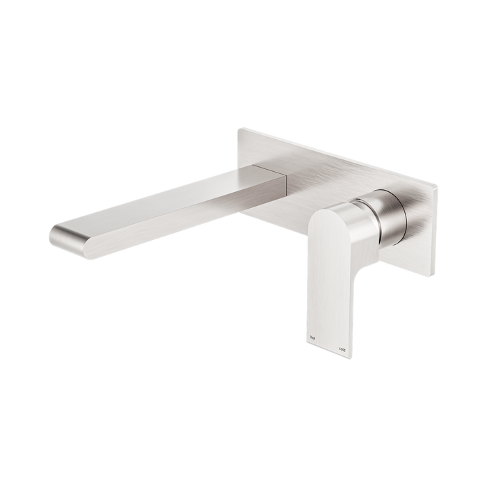 Nero Bianca Wall Basin/Bath Mixer 187mm - Brushed Nickel