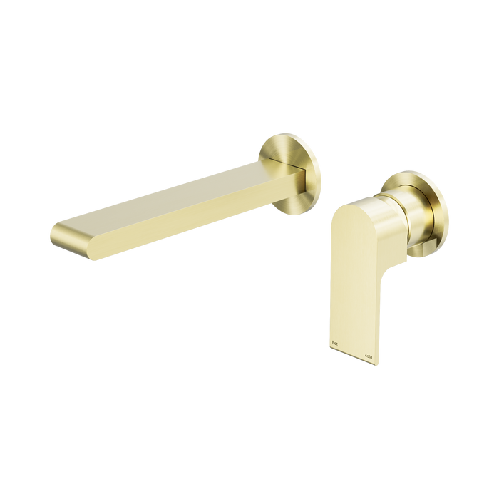 Nero Bianca Wall Basin/Bath Mixer Separate Back Plate 230mm - Brushed Gold