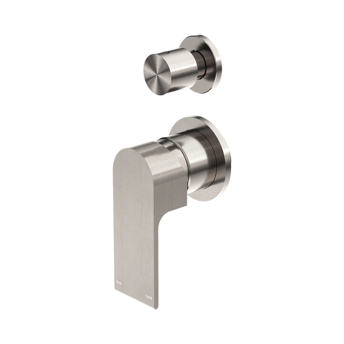 Nero Bianca Shower Mixer With Diverter Separate Back Plate - Brushed Nickel