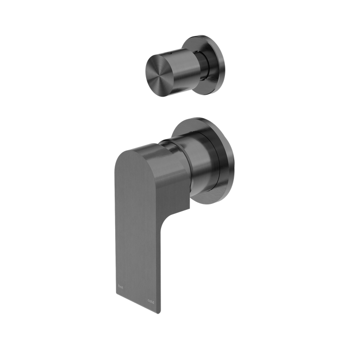 Nero Bianca Shower Mixer With Diverter Separate Back Plate - Gun Metal
