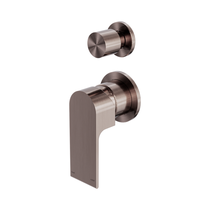 Nero Bianca Shower Mixer With Diverter Separate Back Plate - Brushed Bronze