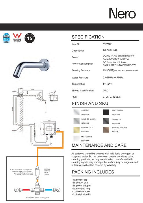 Nero Mecca Wall Mount Sensor Tap