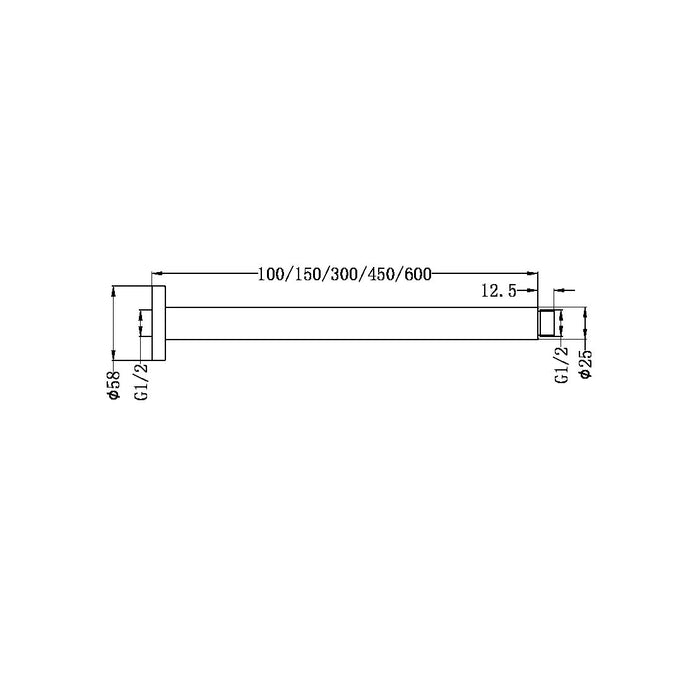 Nero Round Ceiling Arm 600mm Length