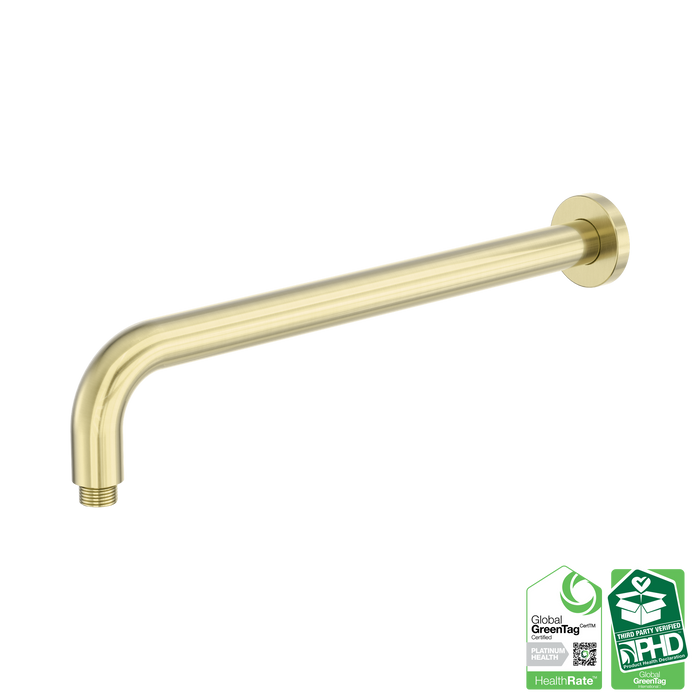 Nero Zen SS316L Round Shower Arm 400mm Length - Brushed Gold
