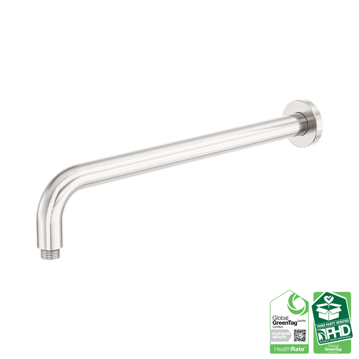 Nero Zen SS316L Round Shower Arm 400mm Length - Brushed Nickel