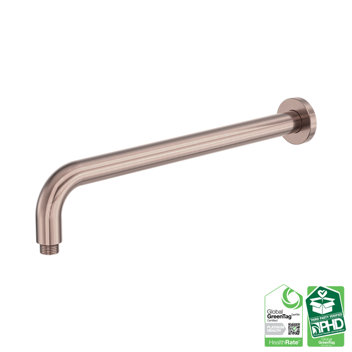 Nero Zen SS316L Round Shower Arm 400mm Length - Brushed Bronze