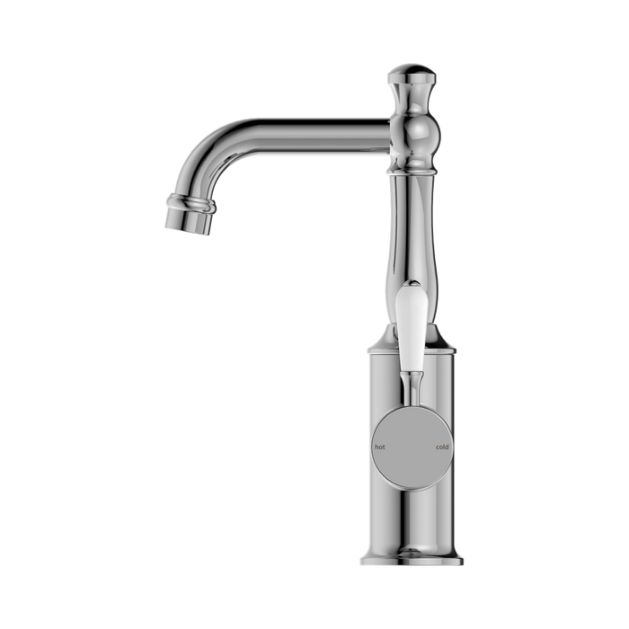 Nero NR69210101CH York Basin Mixer With White Porcelain Lever Chrome image 3 | SKU: NR69210101CH