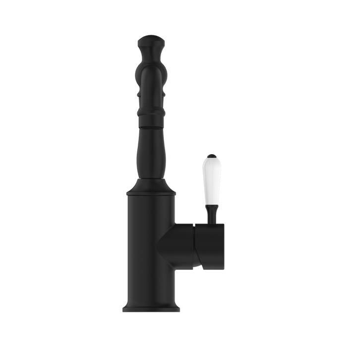 Nero NR69210101MB York Basin Mixer With White Porcelain Lever Matte Black image 2 | SKU: NR69210101MB
