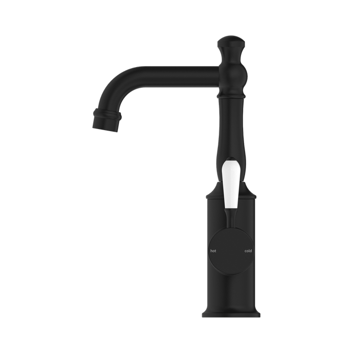 Nero NR69210101MB York Basin Mixer With White Porcelain Lever Matte Black image 3 | SKU: NR69210101MB