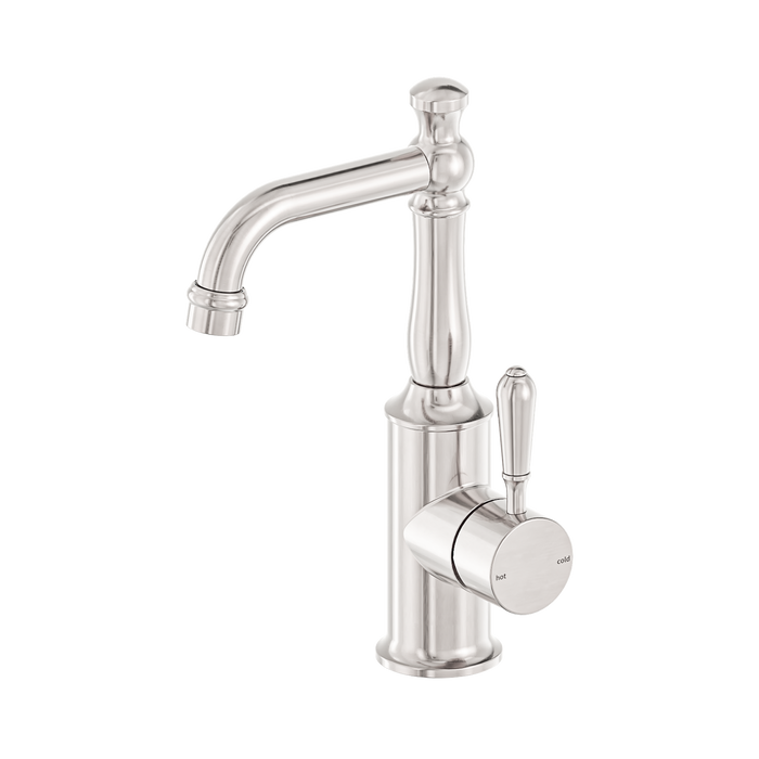 Nero York Basin Mixer With Metal Lever - Brushed Nickel