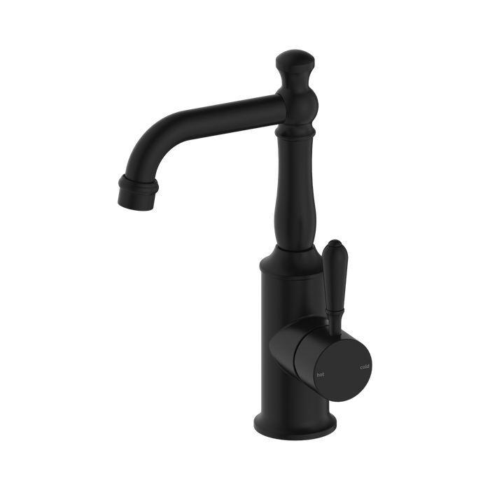 Nero York Basin Mixer With Metal Lever - Matte Black