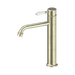 Nero York Straight Tall Basin Mixer With White Porcelain Lever - Aged Brass