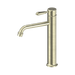 Nero York Straight Tall Basin Mixer With Metal Lever - Aged Brass