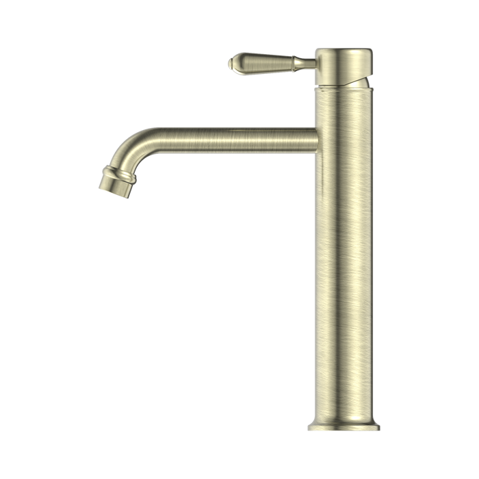 Nero NR692101a02AB York Straight Tall Basin Mixer With Metal Lever Aged Brass image 3 | SKU: NR692101A02AB
