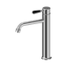 Nero York Straight Tall Basin Mixer With Black Porcelain Lever - Chrome