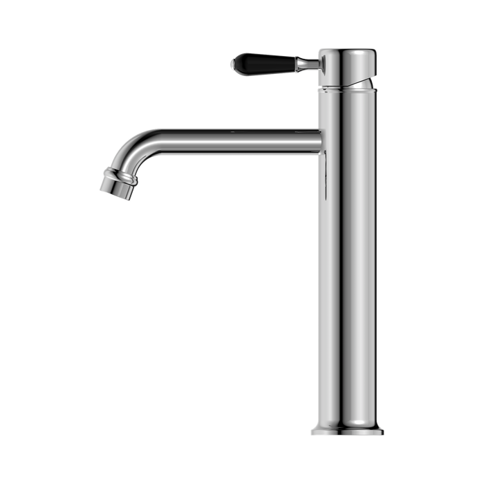 Nero NR692101a03CH York Straight Tall Basin Mixer With Black Porcelain Lever Chrome image 3 | SKU: NR692101A03CH