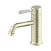 Nero York Straight Basin Mixer With White Porcelain Lever - Aged Brass