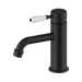 Nero York Straight Basin Mixer With White Porcelain Lever - Matte Black