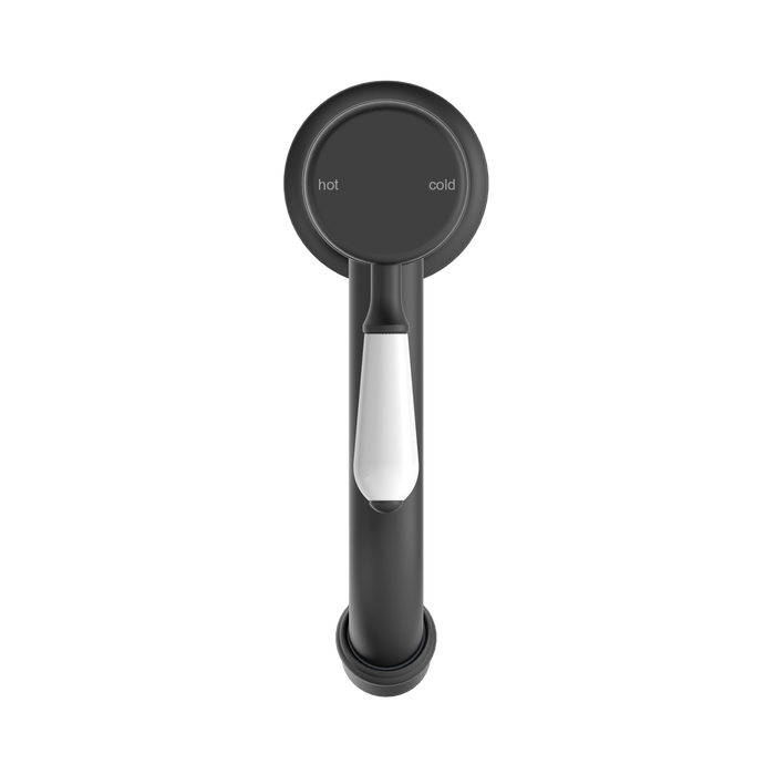 Nero NR692101b01MB York Straight Basin Mixer With White Porcelain Lever Matte Black image 3 | SKU: NR692101B01MB