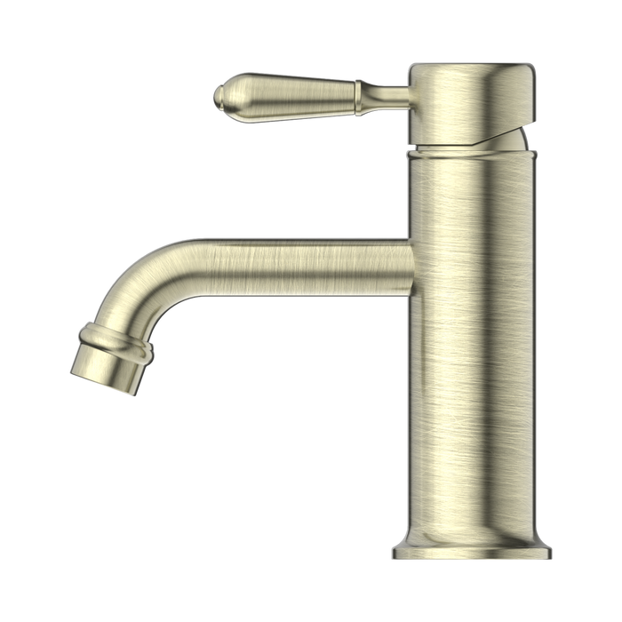 Nero NR692101b02AB York Straight Basin Mixer With Metal Lever Aged Brass image 2 | SKU: NR692101B02AB