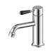 Nero York Straight Basin Mixer With Black Porcelain Lever - Chrome