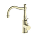 Nero York Basin Mixer Hook Spout With White Porcelain Lever - Aged Brass