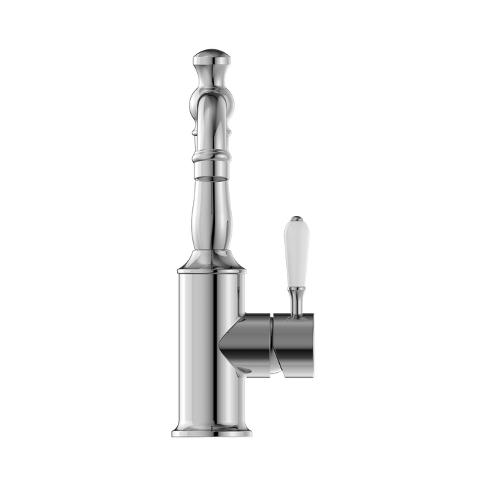Nero NR69210201CH York Basin Mixer Hook Spout With White Porcelain Lever Chrome image 2 | SKU: NR69210201CH
