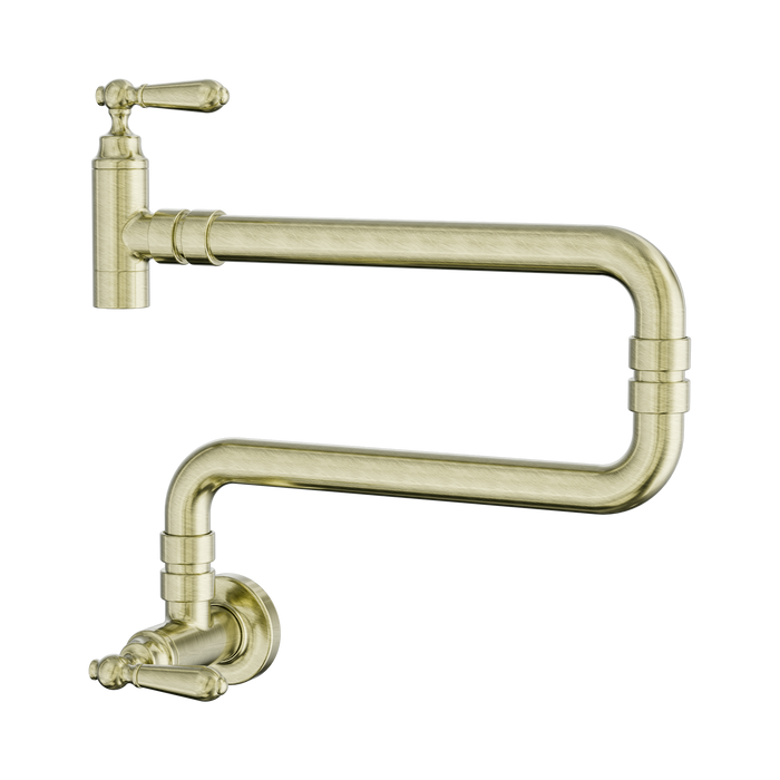 Nero York Wall Mounted Pot Filler - Aged Brass